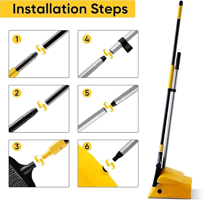 Commercial Broom and Dustpan Set with Windproof Cover Outdoor Indoor 2 Plus 1 for Courtyard Garage Lobby Mall for Courtyard Garage Restaurant Lobby Patio