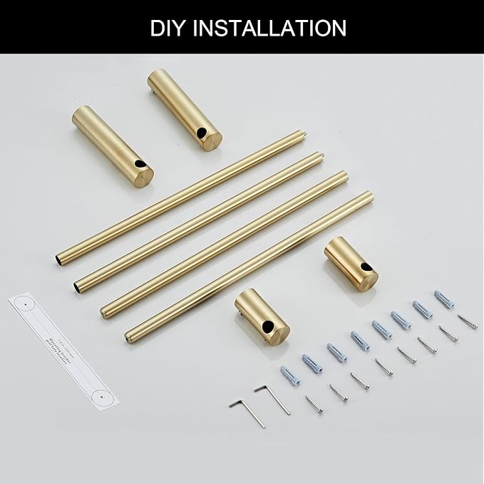 Towel Racks for Bathroom, NEWRAIN 30 inch Double Bath Towel Bar Wall Mounted, Stainless Steel Kitchen Towel Holder, Brushed Gold Towel Rod Towel Rail Hange