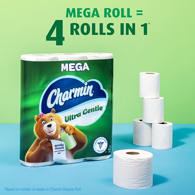 Charmin Ultra Gentle Toilet Paper, 9 Mega Rolls, 231 Sheets Per Roll (Pack of 4)