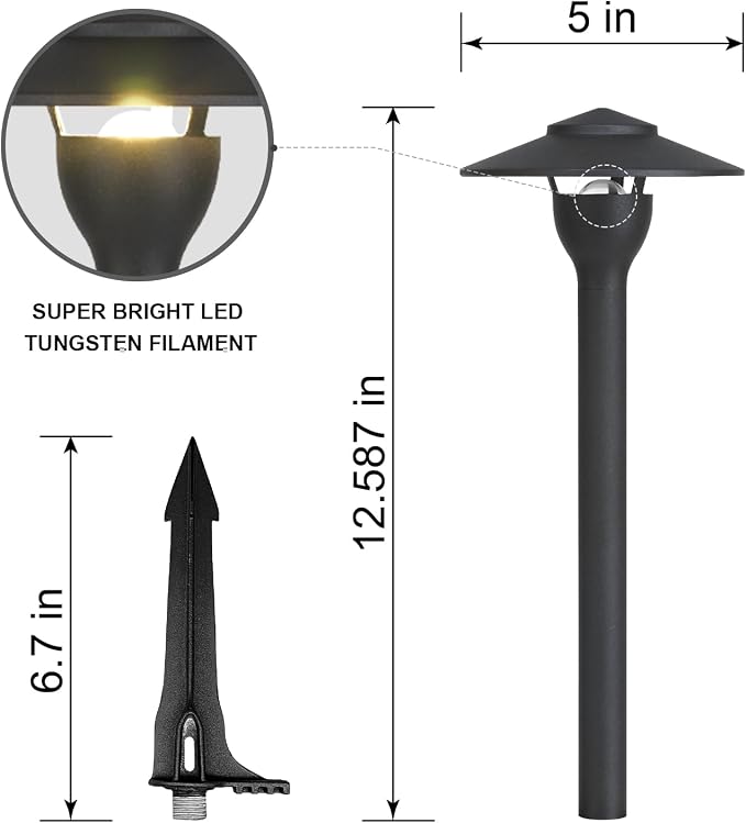 Low Voltage Pathway Lights LED Landscape Lights, 4.5W 12V AC/DC, 3000K Warm White, Cast-Aluminum, IP65 Waterproof, ETL Listed, for Yard, Walkway, Garden, 6 Pack