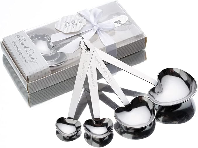 40 Packs Love Heart Shape Design Measuring Spoons Set for Bridal Shower Party or Wedding Favors,Gifts or Souvenirs to Guests with Handmade Gift Boxes,Christmas/Holiday Party Decor