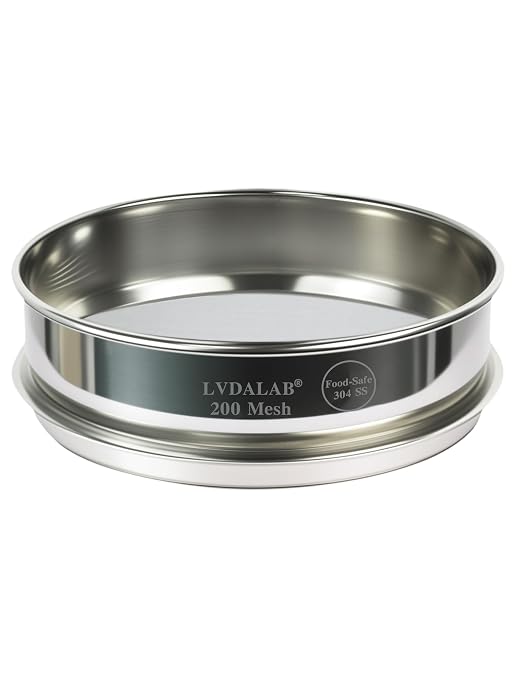 All 304 Stainless Steel 200 Mesh Test Sieve (0.075mm Aperture), 8 Inch/20cm Diameter, Lab Sifter, Fine Screen for Cement Powder, Silt, Soil & 3D Printing Filtering