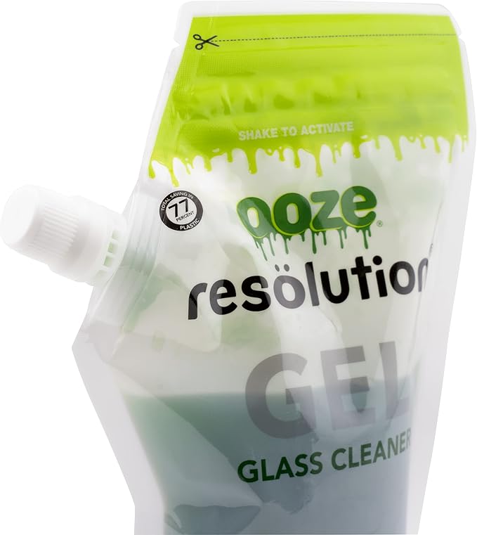 RESÖLUTION Ooze Resolution Gel Glass Cleaner (2 Pack 240ml Each) - Liquid Cleaning Solution Natural Clay-Based Non-Toxic Formula Glass and Metal Cleaner - Reusable - Non Abrasive Grunge Off
