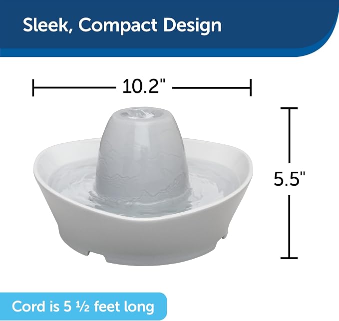 PetSafe Ceramic Pet Fountain – for Cats and Small Dogs 60 Oz Water Capacity Whisper-Quiet Flow – Great for Shy or Timid Pets Fresh, Filtered Water 1 Count (Pack of 4)