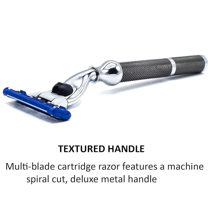 Parker 42M Mach3 Compatible Razor, Graphite All-Metal Brass Frame | Graphite All-Metal Razor With Brass Frame And Textured Grip; Accepts All Gillette Mach3 Cartridge Refills
