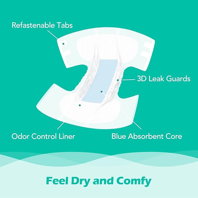SUNKISS TrustPlus Adult Diapers with Maximum Absorbency, Unisex Disposable Incontinence Briefs with Tabs for Men and Women, Odor Control, Large, 15 Count (Pack of 2)