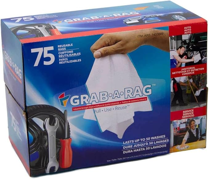 Multi Use Cleaning Rags 75 Count Super Absorbent edgeless White Rags, Washable, Multi-use Rags