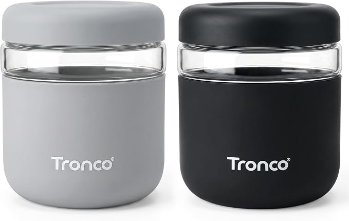 Tronco 32 oz Glass Food Storage & Lunch Bowl Containers with Airtight Lids | Leak & Spill Proof Meal Prep Container & Food Storage Jar for Lunch, Salad, Oats, Soup, BPA-Free, Microwave & Dishwasher Safe