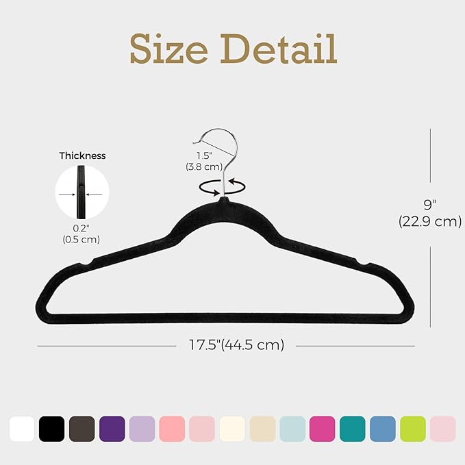 HOUSE DAY Black Velvet Hangers 120 Pack, Premium Clothes Hangers Non-Slip Felt Hangers, Sturdy Black Hangers Heavy Duty Coat Hangers, Durable Suit Hangers, Space Saving No Hanger Mark Rotating Hook