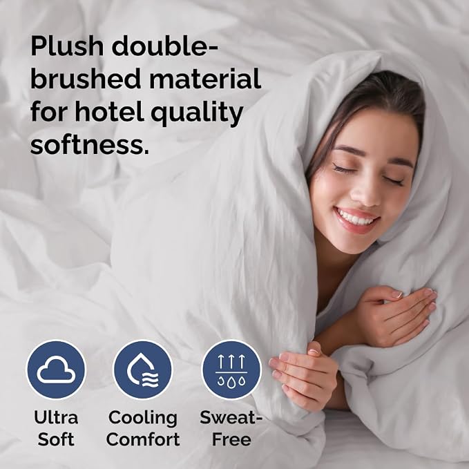 Duvet Cover Super King Size Set - Extra Soft Super King Duvet Cover 108" x 98" with 2 Pillow Shams for Women, Men, Kids & Teens - Comfy, Cozy, Hotel Luxury with Zipper Closures & Ties (French Grey)