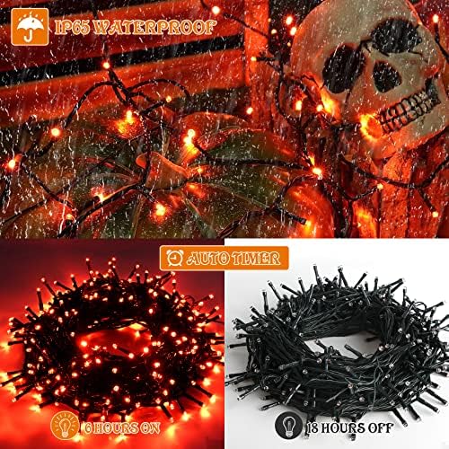 MZD8391 105FT 300LED Halloween Light, Orange Purple Christmas Light