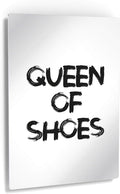 Smile Art Design Queen of Shoes Black and White Modern Brush Lettering Glam Fashion Metal Print Wall Art Office Bathroom Teen Girls Room Women Dorm Bedroom Living Room Wall Decor 24x16