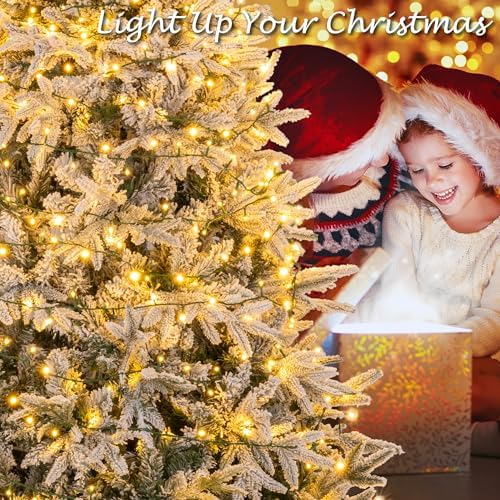 Sunnyglade 6ft Artificial Snow Flocked Christmas Tree with 400 LED Lights