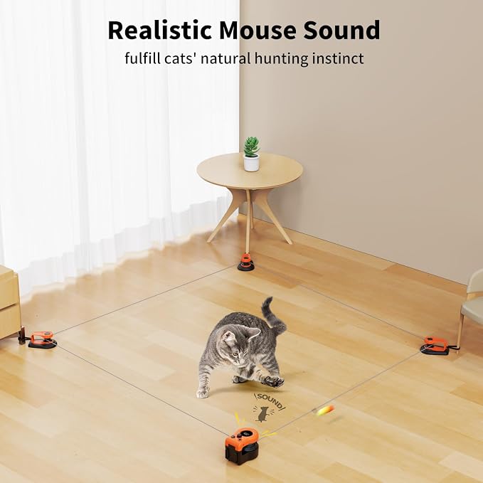 AsFrost Interactive Cat Toy for Indoor Cats Chase/Run/Hunt/Exercise-Orange | Self Play/Remote Control Funny Cat Toy, Gifts for Cat Lovers, Kitty's Weight Loss and Health
