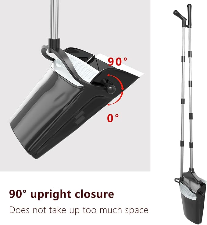 Broom with Dustpan Combo Set 54” Long Handle Household Dust Pan for Home Office Kitchen Cleaning （Black & Grey）