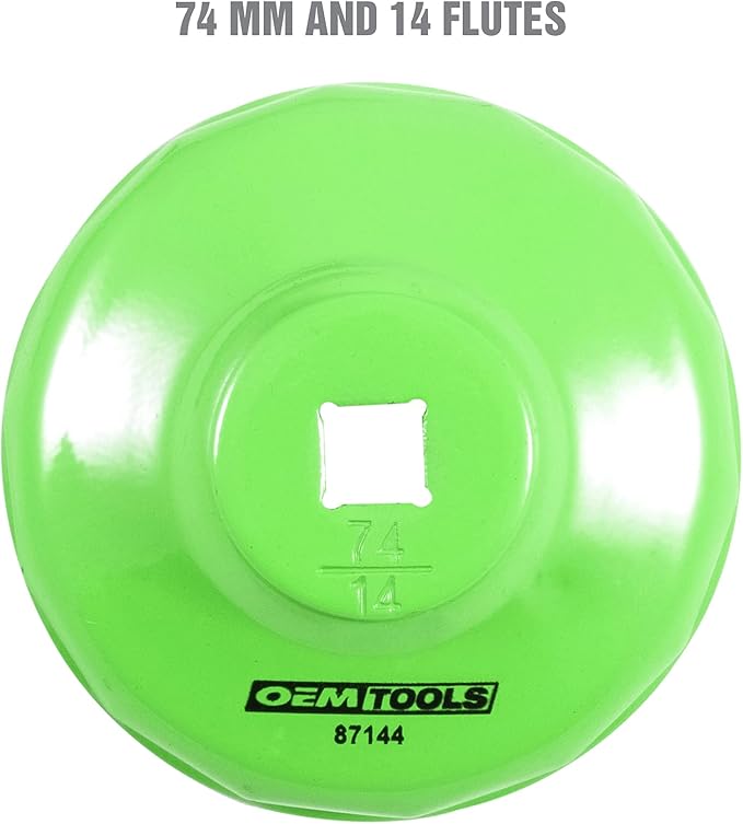 OEMTOOLS 74mm 14 Flute Oil Filter Wrench, Green, Blend