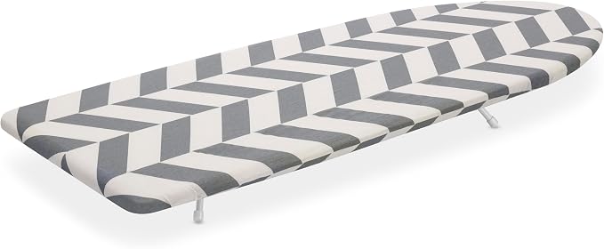 Whitmor Folding Tabletop Ironing Board with Wood Top, 32 x 12 in | Wood top, scorch-resistant cotton cover, 5mm foam pad, folding design with locking legs for compact storage.