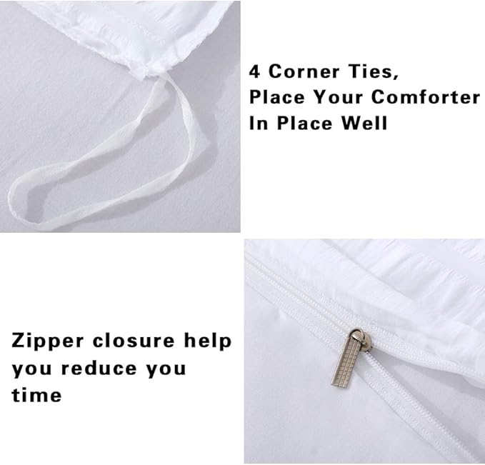 AveLom White Duvet Cover Twin Size, Textured Seersucker Duvet Cover Set, Soft Washed Microfiber with Zipper Closure and Corner Ties, 2 Pieces, 68" x 90" Duvet Cover & 1 Pillowcase