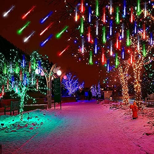 Multicolor Icicle Lights Outdoor, 40-Tube Meteor Shower Light for Christmas