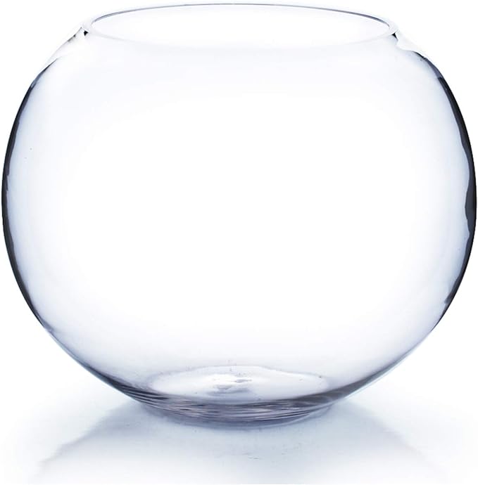 WGV Large Bowl Glass Vase, Diameter 12", Height 10", (Multiple Sizes Choices) Clear Round Bubble Vase Jar, Floral Planter Terrarium for Wedding Event Home Decor, 1 Piece (VBW1210)