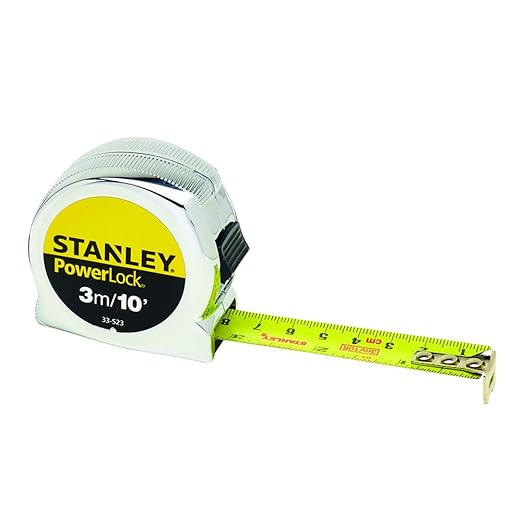 Stanley STA033523 Micro Powerlock Classic Tape, Dual Scale, 3m Length x 19mm Width