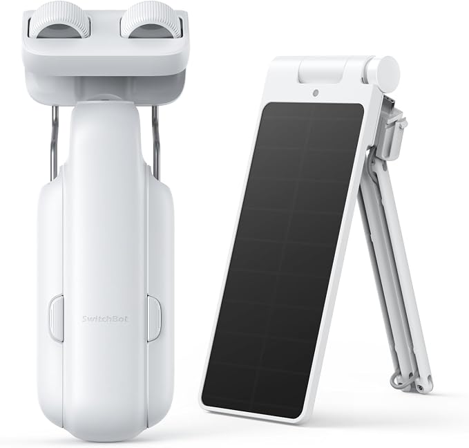 SwitchBot Smart Automatic Curtain Opener with Solar Panel - Bluetooth Remote Control with App/Timer, High-Performance Motor,Add Hub to Compatible with Alexa, Google Home, HomeKit