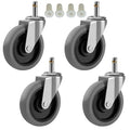 RILIDRI 4-Inch Swivel Stem Caster for Rubbermaid Mop Bucket Utility Cart, 7/16-Inch Stem Diameter Rubber Wheel Set of 4, Heavy Duty TPR Weber Grills Shop Vac Replacement Wheels