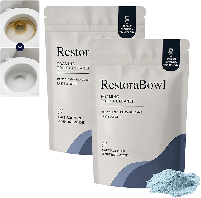 Restorabowl Toilet Cleaner, Restorabowl Toilet Bowl Cleaner, 2026 New Professional Foaming Cleaning Powder - Fast Dissolving Daily Toilet Cleaner with Fresh Scent for Daily Freshness, Easy Flush (2P)