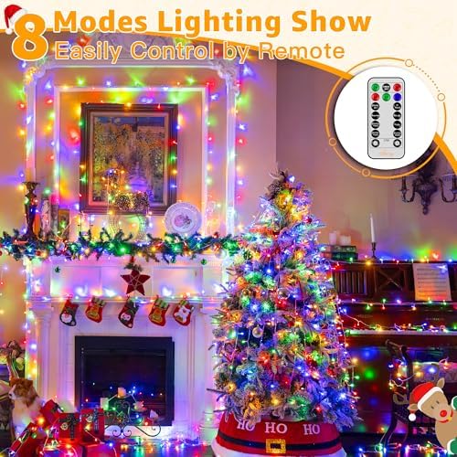 Ollny Christmas Lights Outdoor 800LED 262FT, Multicolor Plug in Fairy Light