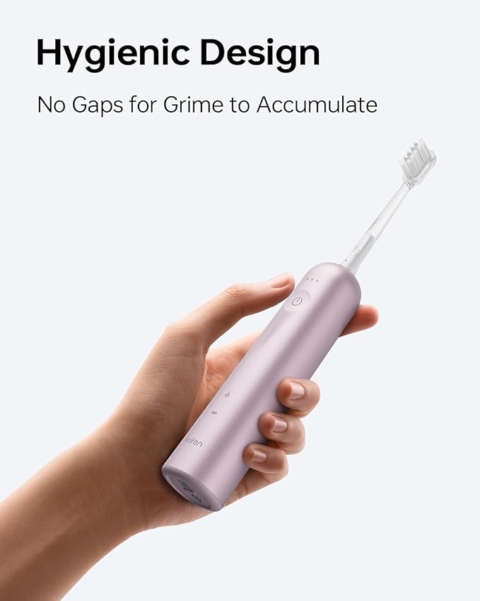 Laifen Wave Electric Toothbrush, Oscillation & Vibration, IPX7 Waterproof Magnetic Rechargeable Travel Sonic Electric Toothbrush for Adults with 3 Brush Heads (Pink Aluminum Alloy)