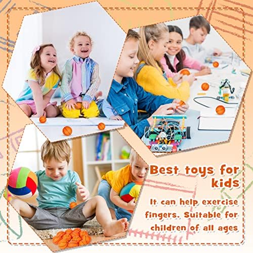 Leitee 120 Pcs Mini Basketball Soft Foam Stress Balls Small Squeeze Basketball Toys 1.6 inch Bouncy Ball for Anxiety Stress Relief Party Favor Decoration School Reward Present Game