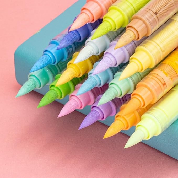 Guangna Water-Based Acrylic Markers Set, 24 Colors acrylic paint markers, Soft Tip Markers, Perfect for Paper, Wood, Rock, Glass, and More, Includes Macaron and Skin Tone
