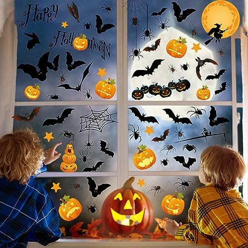 Pumpkin Spider Bats Shop Window Clings for Halloween Decorations Home Decor