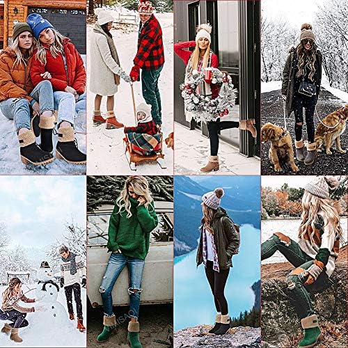 VIMISAOI Mid calf Winter Boots for Women Warm Ankle Snow Chunky Heel Boots