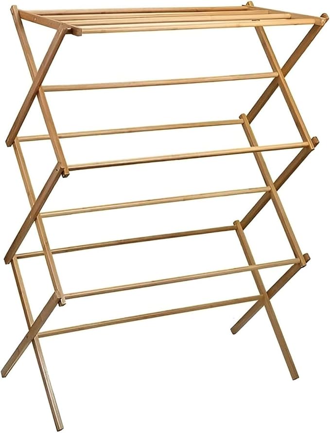 Collapsible Bamboo Drying Rack – Foldable Laundry Drying Stand for Indoor/Outdoor Use – Space-Saving Clothes Rack for Towels, Blankets & Delicates | Foldable Laundry Drying Stand for Indoor/Outdoor Use – Space-Saving Clothes Rack for Towels, Blankets &...