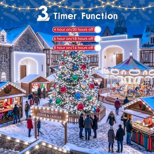 1200 LED Christmas Lights 394 FT Cool White Outdoor Remote Plug