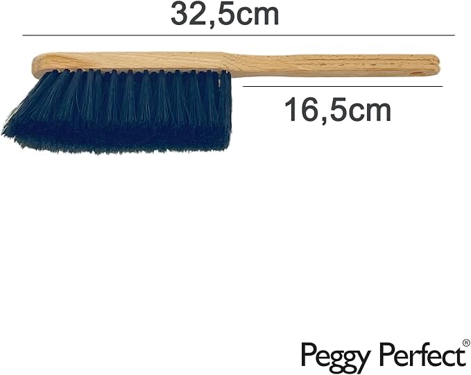 Premium Broom Set with Beech Wood Broom, Stainless Steel Dustpan and Pointed Rubber Edge - Hand Broom with Synthetic Hair Mixture - Attachable Dustpan and Broom