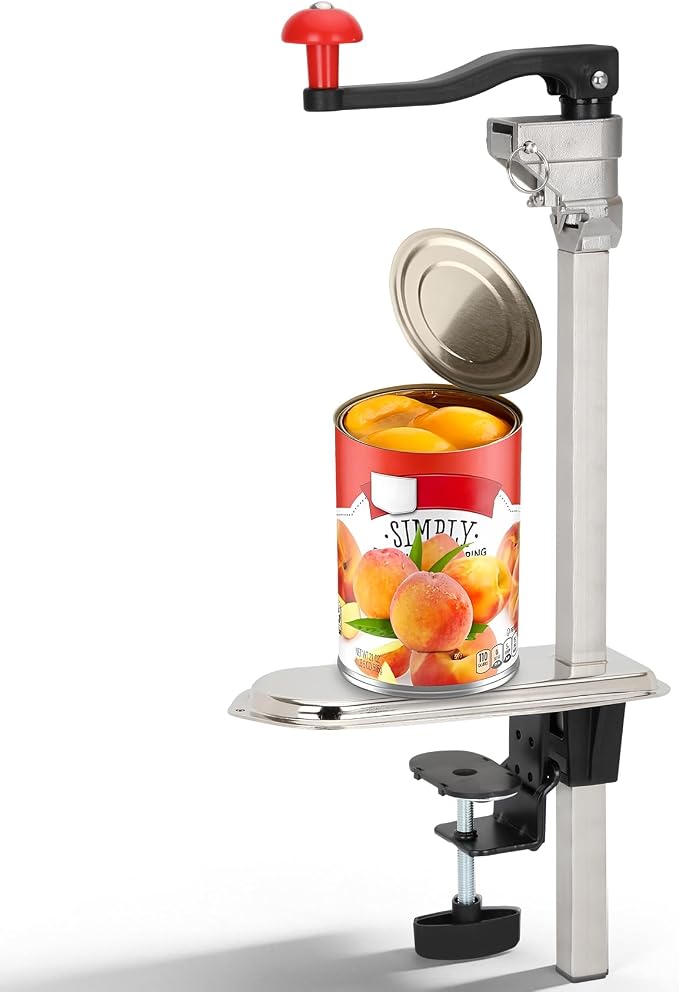 Commercial Can Opener Heavy Duty for Large Cans up to 13", Industrial Tabletop Manual Can Opener with 9Cr18MoV Steel Blade and Plated Steel Base, Dual Mount System for Restaurant Kitchens