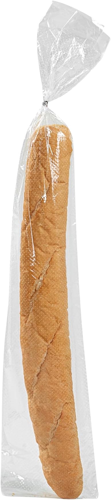 Restaurantware Bag Tek 28 Inch x 6 Inch Bread Bags 250 With Wicket Dispenser Bread Loaf Bags - Micro Perforated Freezer Safe Clear Plastic Baguette Bags Disposable
