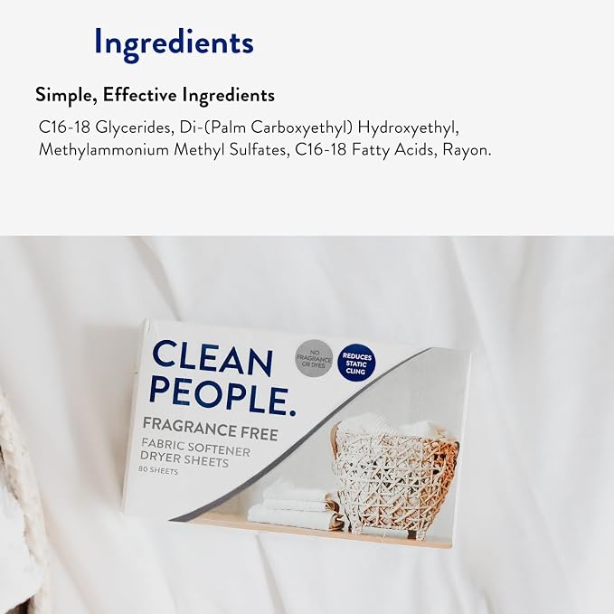 The Clean People Fabric Softener Sheets - Dryer Sheets - Softens & Removes Static Cling - Vegan Laundry Softener, Essential Oils - Fragrance Free 240 Pack