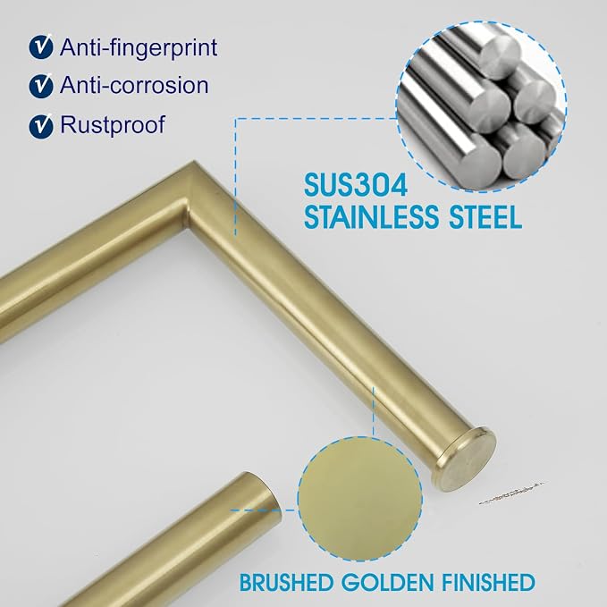 Free Standing Toilet Paper Roll Holder Stand with Reserve, Gold Brushed