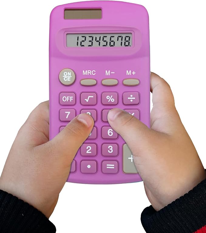 Calculator Small, 4 Function Calculators (E, Set of 20) | 8 Digit Dual Power Portable Pocket Size Desktop Handheld for Classroom Desktop Home