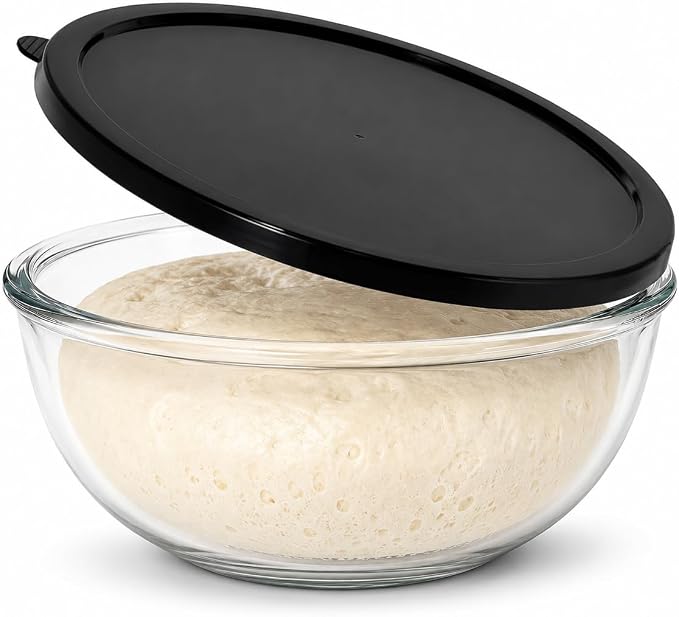 6.2QT Glass Sourdough Proofing Bowl with Lid, Large Mixing Bowl for Bread Dough Fermentation, Clear Borosilicate Glass Bowl for Baking, Salad, Meal Prep & Food Storage