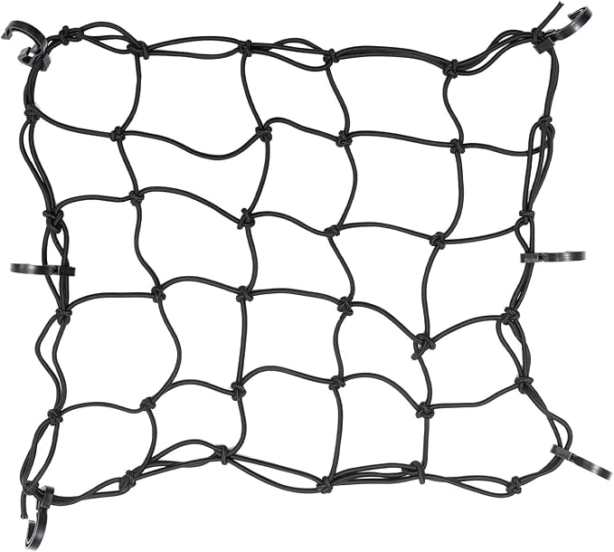 16" x 16" Heavy Duty Bungee Cargo Net Stretches to 30" x 30"-Latex Truck Bed Mesh,Luggage Tie-Down Net with 6Pcs Free Adjustable Hooks Motorcycle Bike Roof ATV SUV Trailer