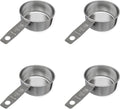 1/2 Cup Stainless Steel Measuring Cup | Sturdy Metal 125 ml | 125 cc | 4 oz | Single Cup for Wet and Dry Ingredients | Great for use as 1/2 Cup Dog Food Scoop - 4 PK