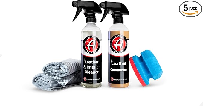 Adam’s Leather Care Kit - Leather Cleaner & Conditioner Car Cleaning Supplies | UV Protection for Interior Accessories Steering Wheel Seat Dash Vinyl Shoe Polish Jacket | Safe Auto Chemical (Kit)
