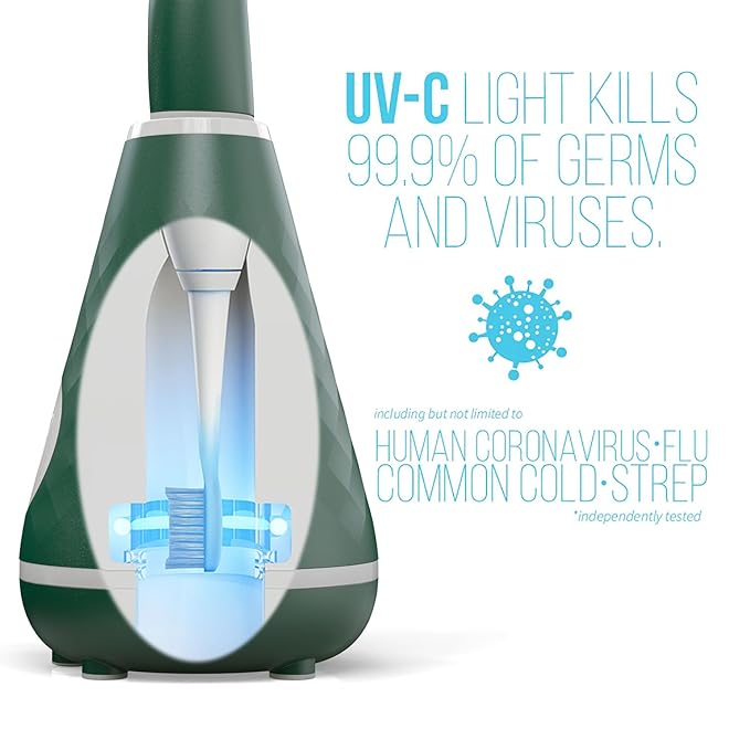 Tao Clean UV Sanitizing Sonic Toothbrush and Cleaning Station, Electric Toothbrush, Dual Speed Setting, Evergreen