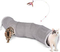 Ownpets S-Shape Cat Tunnel Toy 48"L x 10"D, for Cats, Puppies & Small Pets | Collapsible for storage, tear-resistant oxford fabric, connects to other tunnel, with peek hole, feather wand, indoor/outdoor