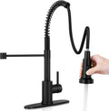Kitchen Faucet with Pull Down Sprayer Matte Black | 2-mode sprayer, 360° high arc spout, 304 SS build, drip-free valve, fingerprint-resistant, DIY install, NSF certified