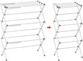 3 Tier Clothes Drying Rack, Foldable Drying Rack Clothing,Indoor & Outdoor Laundry Rack for Drying Clothes,Space-Saving Design, Metal Collapsible Dryer Racks for Laundry, White